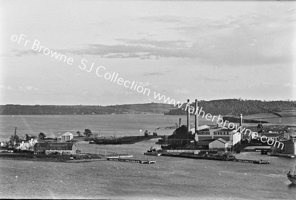 HAULBOWLINE PANORAMA  IRISHSTEEL WORKS  WITH SAILING SHIP MERCATOR  BELGIUM